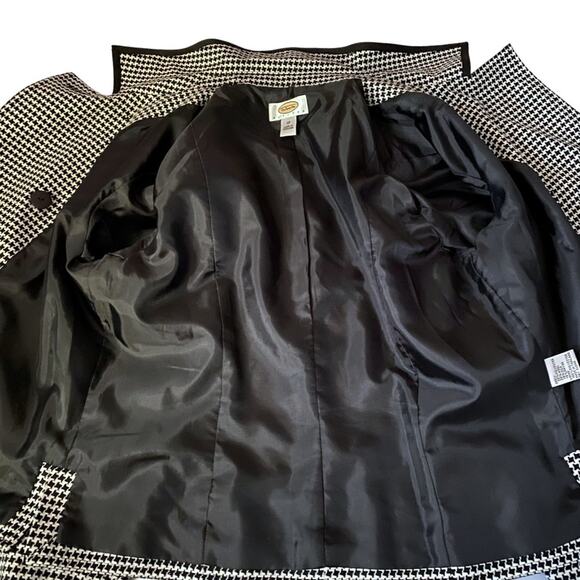 Vintage Talbots Houndstooth Plaid Blazer Black Wool Jacket 12P Preppy Academia - Picture 12 of 15